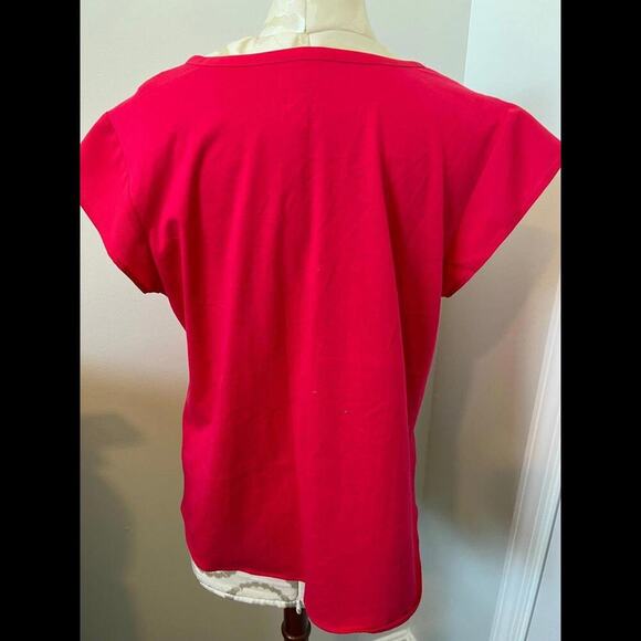 Van Heusen Short Sleeve Slightly Sheer Pink Blouse Large - Picture 4 of 6